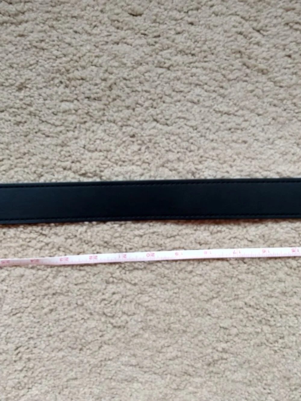 Women's Black bonded leather Belt PU Vinyl Faux w Silver Tone Buckle Sz L 42